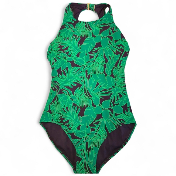 Lands' End Other - Lands' End NWOT Purple Green Tropical One-Piece Swimsuit Bathing Suit Size M
